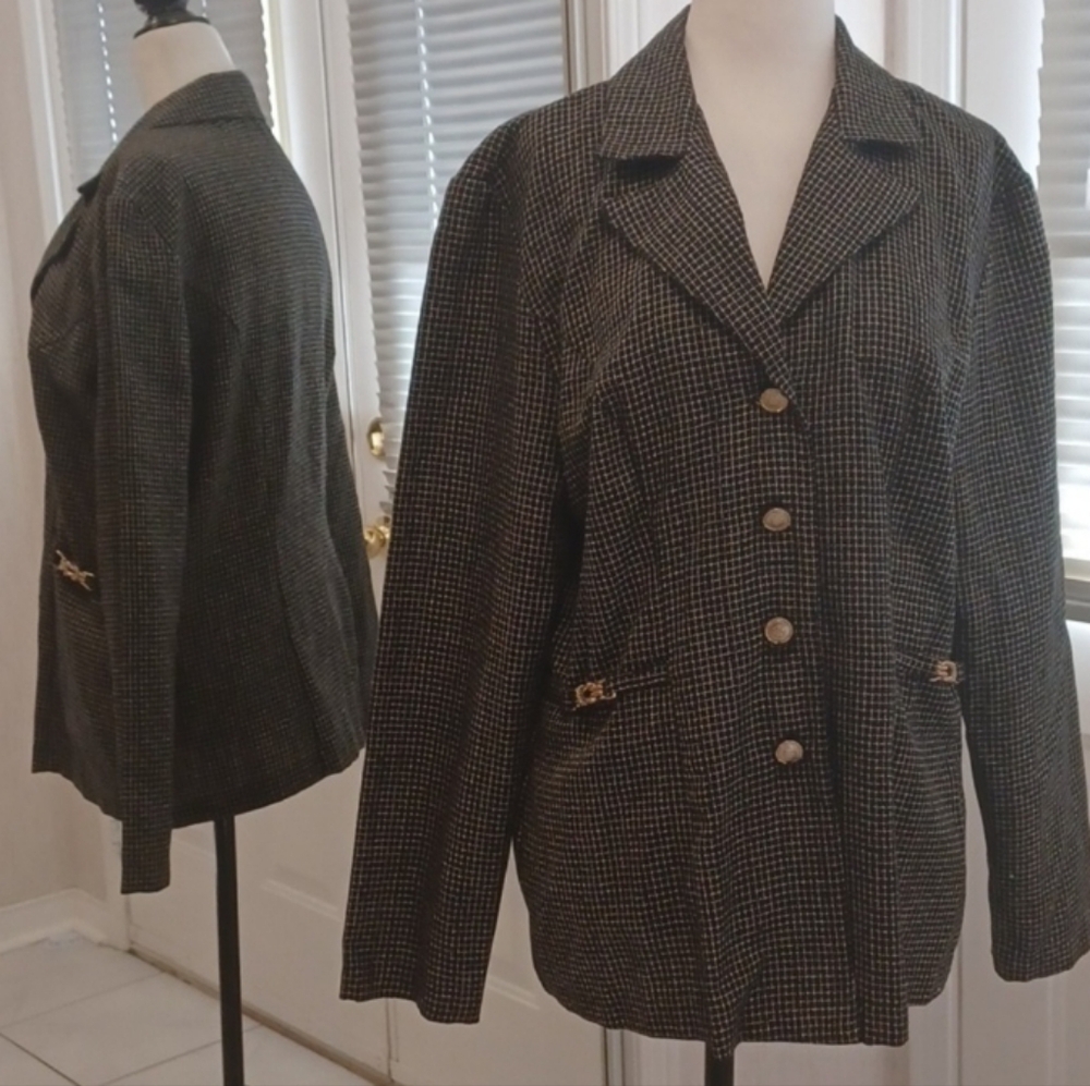 2/$70 Black & White Checkered Blazer - Size M/L